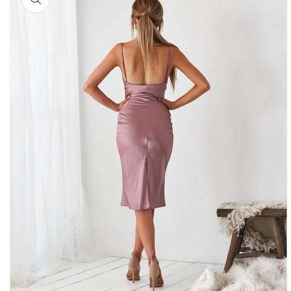 Aspen Midi Mauve Satin Dress - Picture 2 of 6